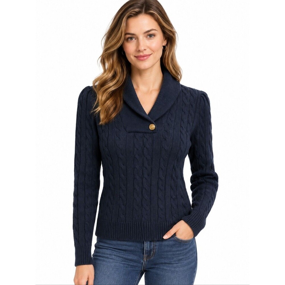 EUC Vintage 100% cotton American Living women's thick warm cable knit sweater, M